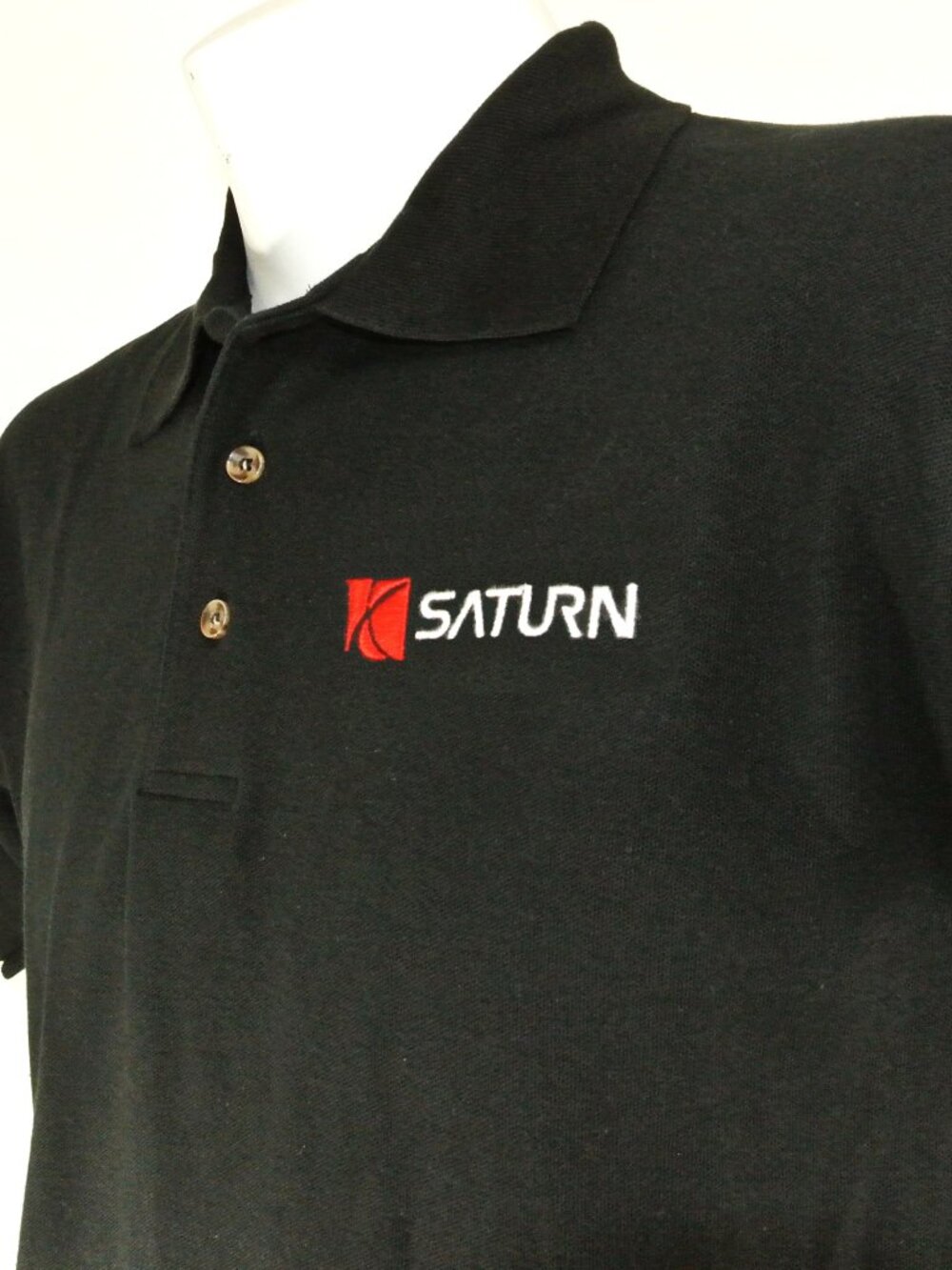 SATURN Car Dealership Employee Uniform Men's Black Polo Shirt Size XL
